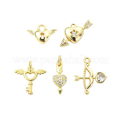 10 Stück 5 Stile Messing Micro Pave klare Zirkonia Charms&nbsp;KK-CJ0004-45