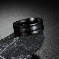 男性用ステンレススチールエナメル指輪201個  ブラック  8mm  usサイズ8（18.1mm）&nbsp;FS-WGADAB4-07