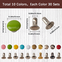 300 Stück 10 Farben Messing-Kleidungsnieten&nbsp;DIY-GF0009-60