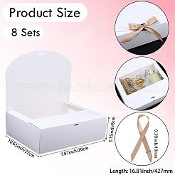 Складные бумажные подарочные коробки с лентой&nbsp;LS-CON-WH20001-11C-01