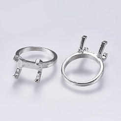 合金フィンガーリングプロングセッティング  4つの爪のプロングリングのセッティング  プラチナ  トレイ：13x8.5mm  17.5mm&nbsp;PALLOY-K143-18P