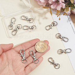 10本合金スイベルカニカン  スイベルスナップフック  ジュエリー作り用品  プラチナ  30.5x11x6mm  穴：5x9~10mm&nbsp;FIND-HY0005-47P