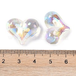 UVメッキ透明アクリルビーズ  ハート  クリアAB  17x21.5x10mm  穴：1.4mm&nbsp;OACR-S145-07B