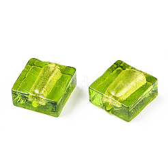 Бусины ручной работы бусины серебряной фольгой&nbsp;FOIL-S006-12x12mm-06