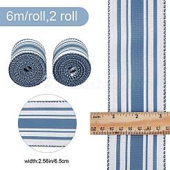 チロリアンテープ  服飾材料  縞模様  スチールブルー  2-1/2インチ（65mm）  約6.56ヤード（6m）/ロール&nbsp;OCOR-WH0079-16B