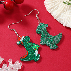 Милые рождественские акриловые серьги-подвески в виде динозавра WY1502-2