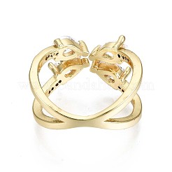 Латунные кольца из манжеты с прозрачным цирконием RJEW-S044-081-NF