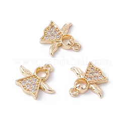 Placage de crémaillère en laiton micro pavé breloques en zircone cubique claire&nbsp;KK-G433-14G