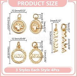 12шт 3 стиля латунные подвески KK-AR0004-72