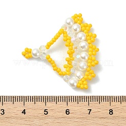 ガラスシードビーズペンダント  ドレスチャーム  ガラスパールと  透明  35.5x36x4.5mm  穴：0.9mm&nbsp;PALLOY-MZ01415-01