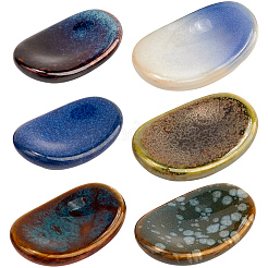 楕円形の磁器製箸立て 6色 6個  箸置き  ミックスカラー  57x37.5x16mm  1pc /カラー&nbsp;DJEW-CP0001-41