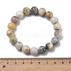 天然グリーンオパールラウンドビーズストレッチブレスレット（女性用）  ビーズ：9.8~10.8mm  内径：1.89~2.01インチ（4.8~5.1cm）&nbsp;BJEW-Z158-03L-02
