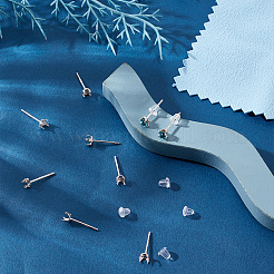 6 пара сережек-гвоздиков из стерлингового серебра с двумя оправами STER-UN0001-31