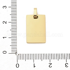 304ステンレススチール製刻印入りブランクタグペンダント  イオンプレーティング（ip）  長方形チャーム  ゴールドカラー  18x12x2mm  穴：5x3mm&nbsp;STAS-Z126-03G-01