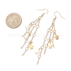Латунная цепочка с звеньями и серьгами в форме звезды&nbsp;EJEW-JE06458-01