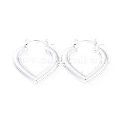 女性用ハート 304 ステンレススチール フープ イヤリング  銀  28.5x28x4mm&nbsp;EJEW-A125-36S