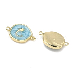 Подвески-коннекторы из латуни с эмалью в стиле «океан»&nbsp;KK-K417-07G-01