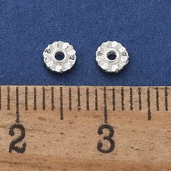 925スターリングシルバービーズ  小さなスペーサーガスケット  銀  花  4x1.5mm  穴：1mm&nbsp;LS-STER-D300-24S-04