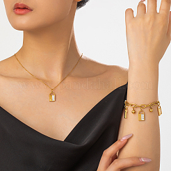 201 комплект из браслетов и ожерелий с подвесками в виде замка из нержавеющей стали со стразами для женщин LJ3473