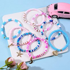 Комплекты эластичных браслетов из полимерной глины&nbsp;BJEW-SZ0001-54