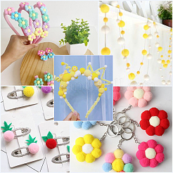 400 шт. шарики-помпоны из полиэстера 4 цветов&nbsp;DIY-SC0031-37D