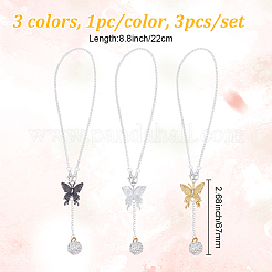 Латунные подвески-бабочки с микро-паве из кубического циркония HJEW-DR00024