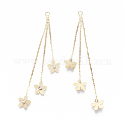 Латунные цепочки-звенья «бостон» с кисточками большие подвески KK-S348-467G-NF