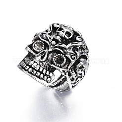 Готический панк-череп из сплава открытое кольцо-манжета для мужчин и женщин RJEW-T009-61AS