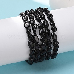 Braccialetti elasticizzati con perline di tormalina nera naturale&nbsp;X-BJEW-K213-36