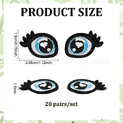 20 Paar Polyester-Kleidungsflicken&nbsp;DIY-PH0034-98A-02