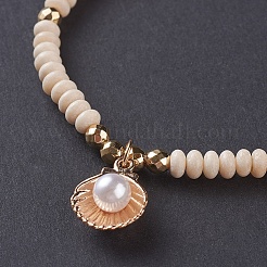 Bracelets de perles tressées fossiles naturels&nbsp;BJEW-O175-B13