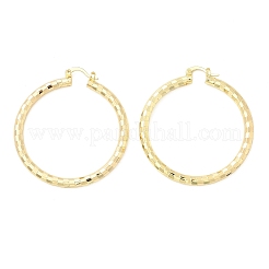 真鍮製フープピアス  18KGP本金メッキ  49x4mm  ピン：14x1.5x0.5mm&nbsp;LS-EJEW-B117-06E-G
