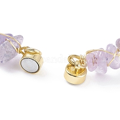 Браслет из бусин с кусочками натурального лавандового аметиста и ракушечным жемчугом BJEW-TA00078-02