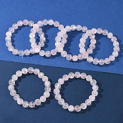 天然ローズクォーツラウンドビーズストレッチブレスレット（女性用）  内径：2-1/4インチ（5.8cm）&nbsp;BJEW-Q056-01B