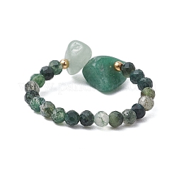 Кольца из натурального мохового агата&nbsp;RJEW-TA00191-02