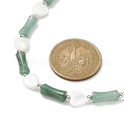 Ожерелье из бамбуковых бусин с сердцем из натуральной ракушки и зеленым авантюрином NJEW-TA00123