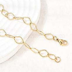 Collares de cadena de eslabones romboidales con textura de acero inoxidable 304&nbsp;NJEW-K305-04G