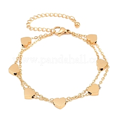 Doppellagige Herzgliederarmbänder aus Edelstahl 304&nbsp;BJEW-D460-07G