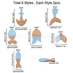 Подвески из непрозрачной смолы и ореха&nbsp;RESI-SC0001-31