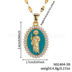 Элегантные винтажные латунные прозрачные блестящие кубические циркониевые подвески святого Иуды с эмалью для повседневного ношения LC4169-3