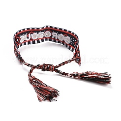 Слово великолепный поликоттон (полиэстер хлопок) плетеный браслет с кисточкой Шарм&nbsp;LS-BJEW-F429-03