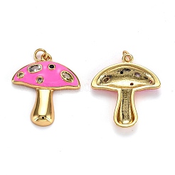 Colgantes de circonio cúbico micro pavé de latón chapado en oro real de 18k con tema de otoño&nbsp;ZIRC-L100-019C-G