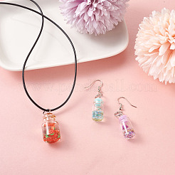 ガラスボトルペンダント  レジン＆ポリマークレイ＆アイアンファインディング＆レジンラインストーン＆ストッパー付き  プラチナ  28~29x15mm  穴：2mm  56個/箱&nbsp;DIY-TA0008-83