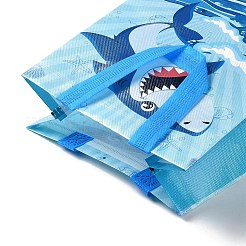 Sacchetti regalo pieghevoli riutilizzabili in tessuto non tessuto con stampa di squali con manico&nbsp;ABAG-F009-D03