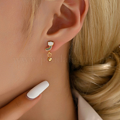 Модные классические универсальные радужные серьги-гвоздики с круглыми 201-дюймовыми серьгами из нержавеющей стали NE2607