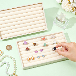 Прямоугольные бархатные лотки для хранения обручальных колец с 7 слотом&nbsp;AJEW-WH0471-129B