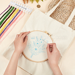 DIYキャンバスバッグ刺繍キット  ポリエステル糸を含む  鉄の針とプラスチック製の刺繍フープ  ビスク  ヒマワリ模様  ひまわり：390x340x9mm&nbsp;DIY-WH0304-684B