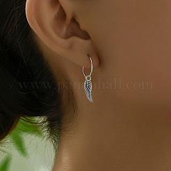 Винтажные латунные серьги-кольца с перьями KF3799