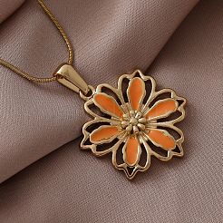 Женские ожерелья с подвеской в виде цветка апельсина из нержавеющей стали&nbsp;JP8682