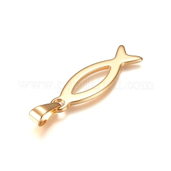 304ステンレスペンダント  イクシス/イエス魚  イースターのために  ゴールドカラー  36.5x12x1.5mm  穴：9.5x4mm&nbsp;X-STAS-I135-35G